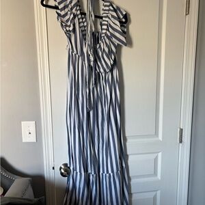 Striped Blue and White Halter Dress
